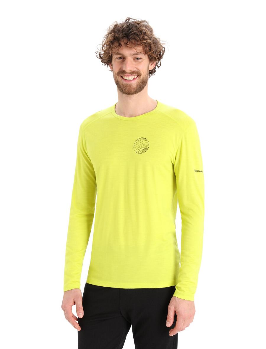 Men's Icebreaker Merino 200 Oasis Long Sleeve Crewe Alps 3D Base Layers Shine | CA 1597TCEV